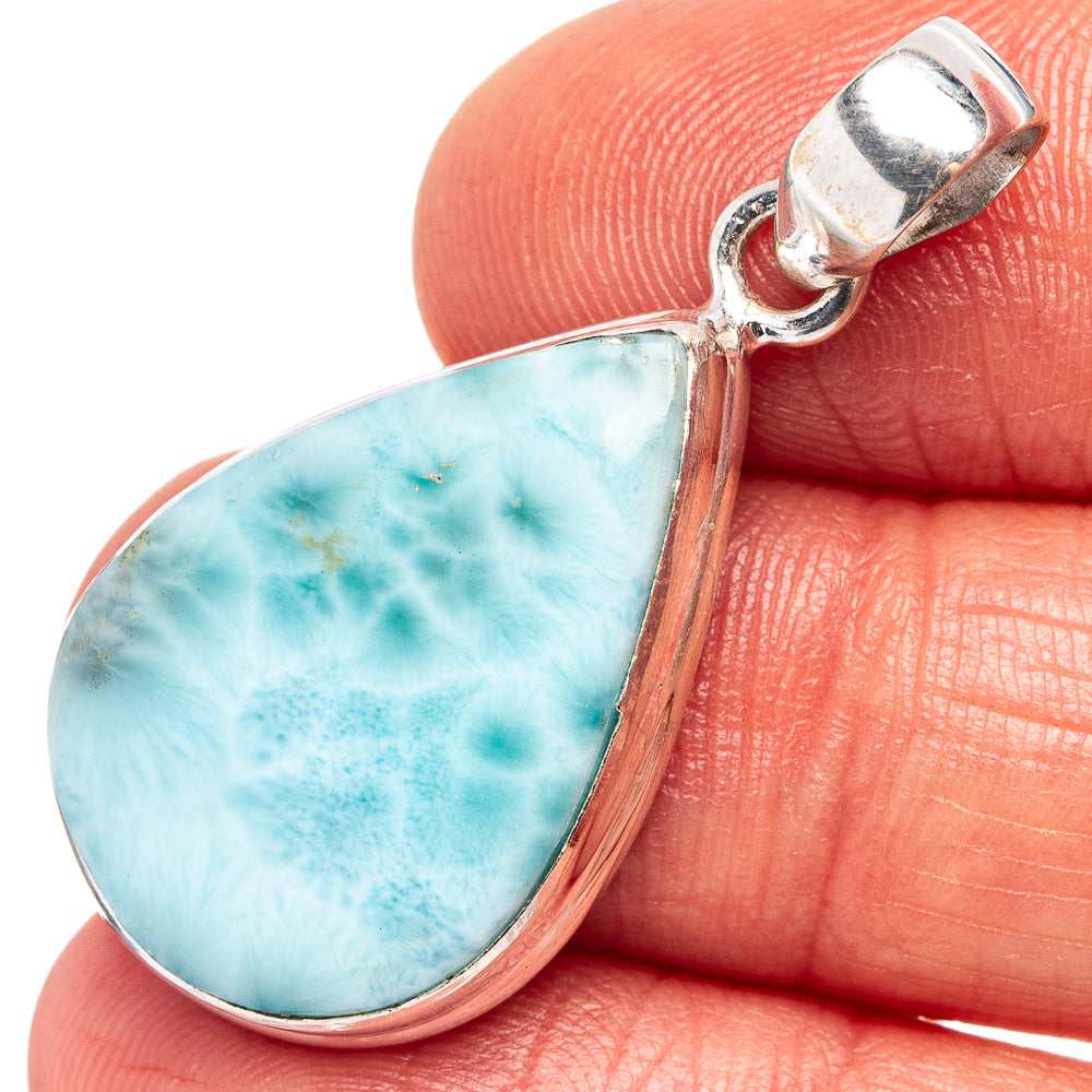 Rare Larimar Pendant 1 3/8" (.925 Sterling Silver)