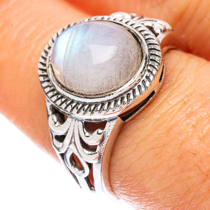 Rainbow Moonstone Ring Size 7.25 (925 Sterling Silver) R3030