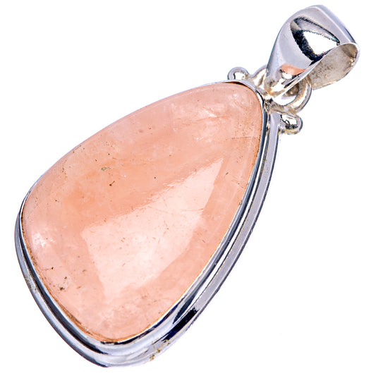 Rose quartz teardrop pendant in .925 sterling silver bezel with hinged bail
