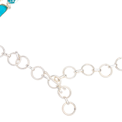 Blue Botswana Agate, Blue Topaz Necklace 16" (925 Sterling Silver) N90093