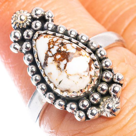 Sterling silver teardrop jasper ring with beaded halo and raised setting