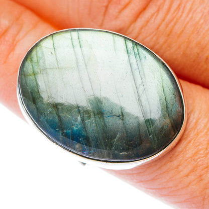 Large Premium Labradorite Ring Size 9 (.925 Sterling Silver)