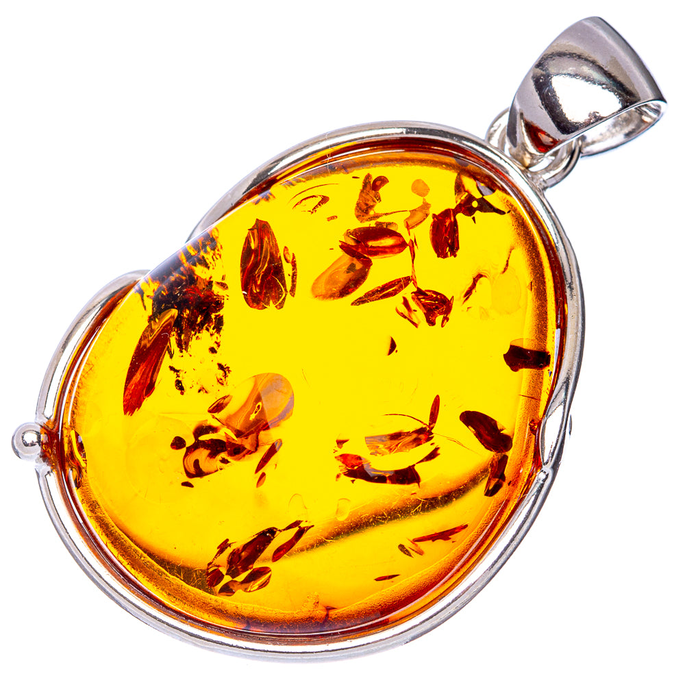 Ana Silver Co Baltic Amber Pendant 1 5/8" (925 Sterlnig Silver)
