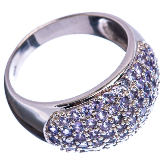 Sterling silver tanzanite ring with pavé purple stones