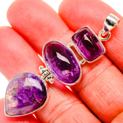 Charoite, Amethyst Pendant 2 1/2" (925 Sterling Silver) PD38109