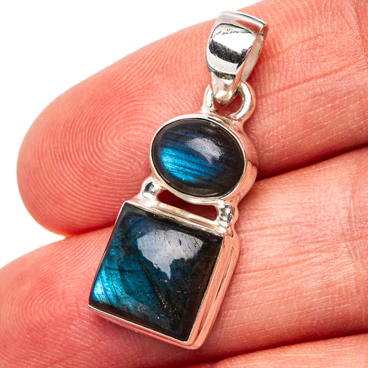 Labradorite Pendant 1 1/4" (.925 Sterling Silver)