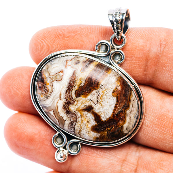 Crazy Lace Agate Pendant 2 1/8" (.925 Sterling Silver)