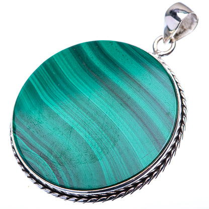 Malachite Coin Pendant 2" (925 Sterling Silver) PD38567