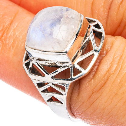 Rainbow Moonstone Ring Size 6.5 (925 Sterling Silver) R4845