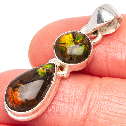 Rare Ammolite Pendant 1 1/4" (925 Sterling Silver) P44073