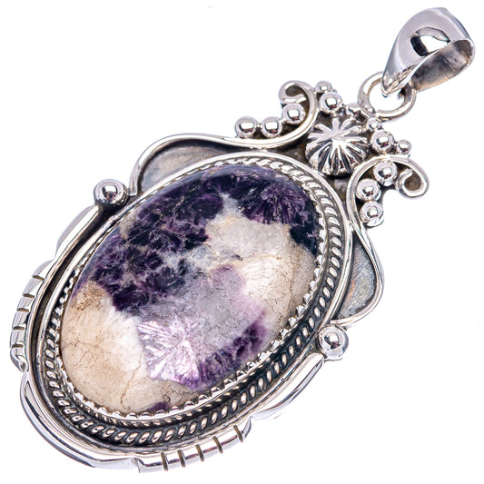 Sterling silver lepidolite pendant with oval purple gemstone cabochon and star charm detail