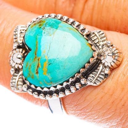 Kingman Turquoise Heart Ring Size 8 (925 Sterling Silver) R4043