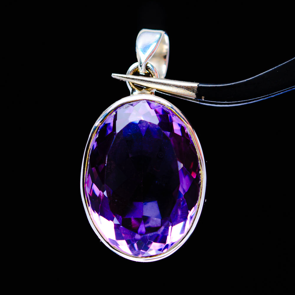 21.4ct Faceted Brazilian Amethyst Pendant 1 1/4" (.925 Sterling Silver)