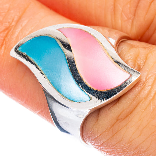 Mother Of Pearl Inlay Ring Size 6.75 (925 Sterling Silver) R2829