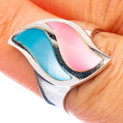 Mother Of Pearl Inlay Ring Size 6.75 (925 Sterling Silver) R2829