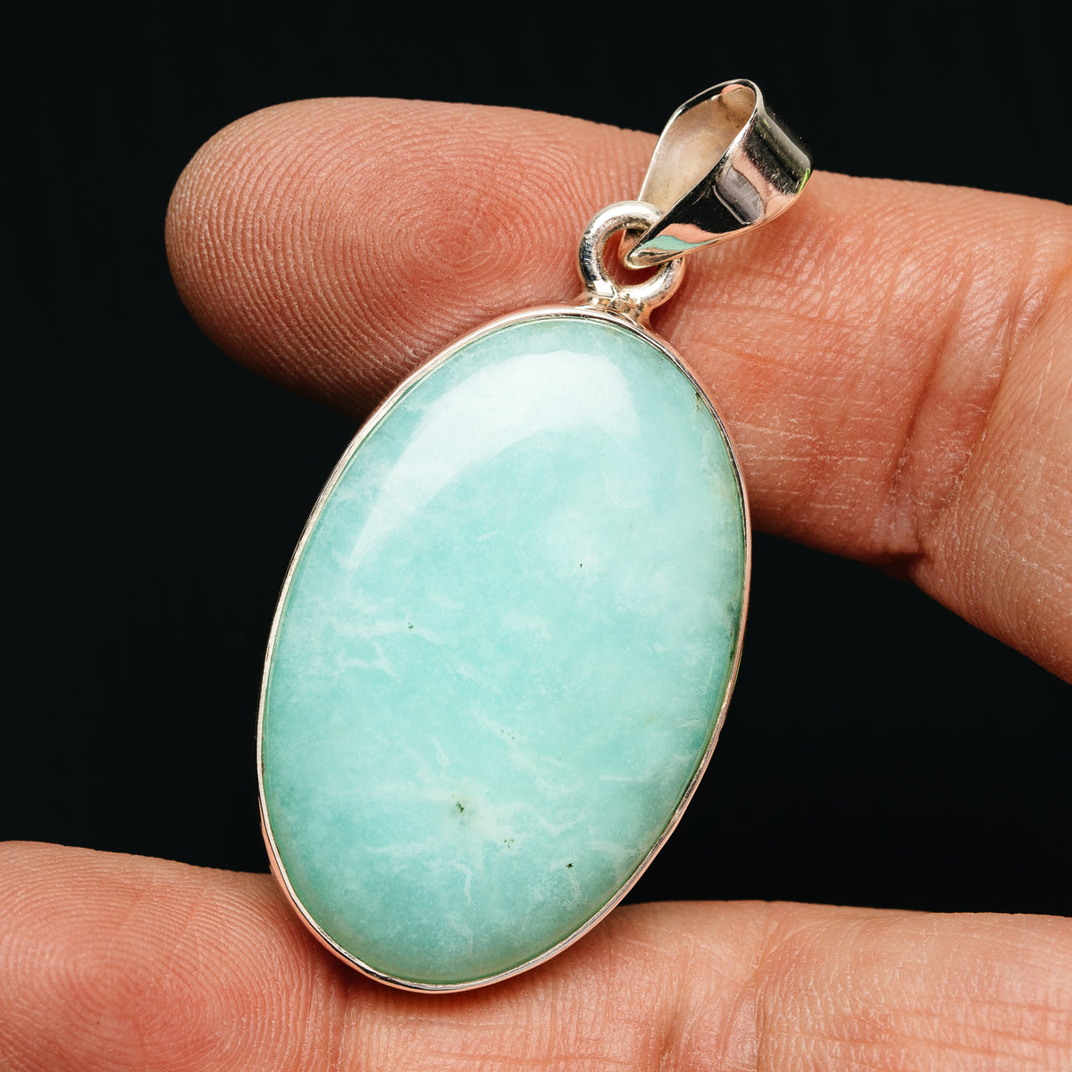 Premium Gemmy Chrysoprase Pendant 1 7/8" (.925 Sterling Silver)