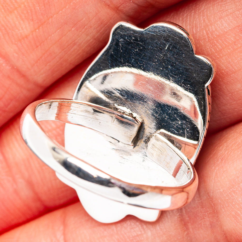 Southwestern Style Mosaic Opal Ring Size 8 Adjustable (.925 Sterling Silver)