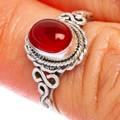 Carnelian Dainty Ring Size 4.75 (925 Sterling Silver) R147199