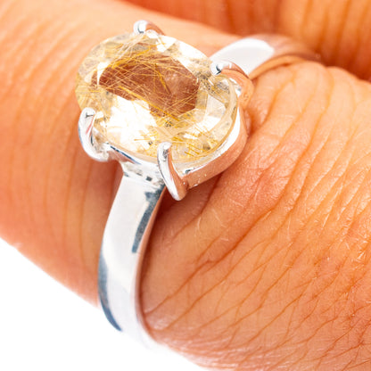 Rutilated Quartz Ring Size 8 (.925 Sterling Silver)