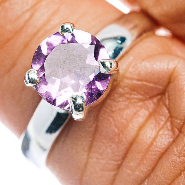 Faceted Amethyst Ring Size 7 (.925 Sterling Silver)
