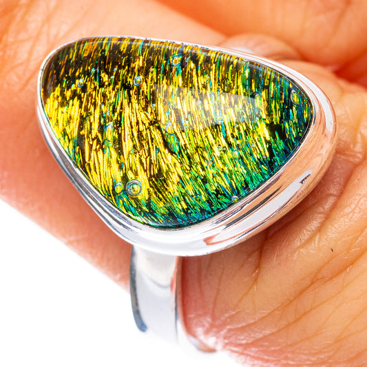 Dichroic Glass Ring Size 8 (925 Sterling Silver) R1967