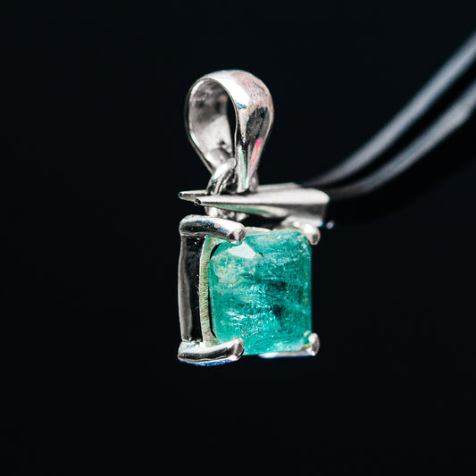 Premium Faceted Zambian Emerald Pendant 5/8" (.925 Sterling Silver)
