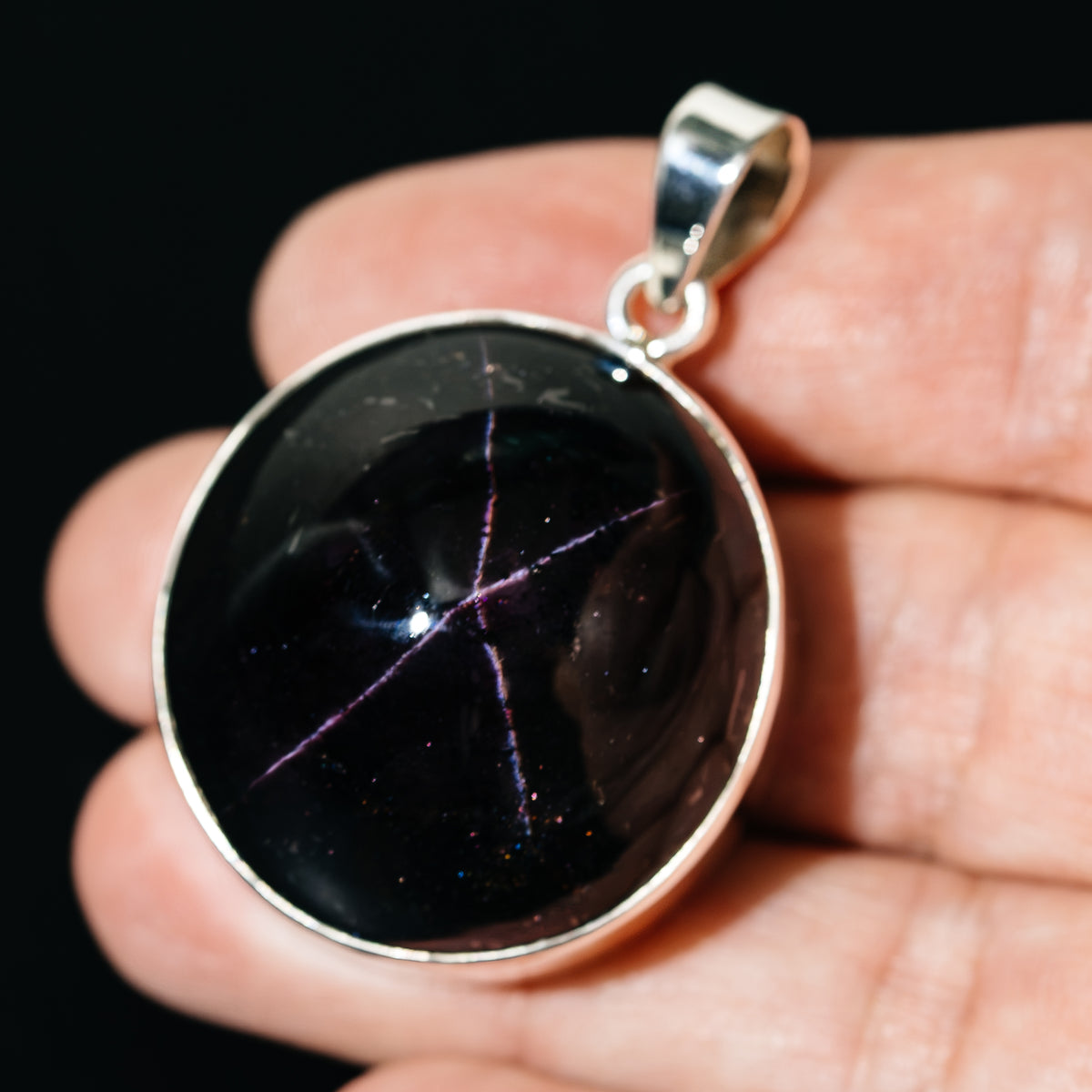 Premium Large Star Garnet Pendant 1 7/8" (.925 Sterling Silver)