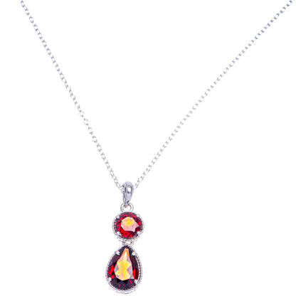 Garnet Necklace 18 1/4" (925 Sterling Silver) N90060