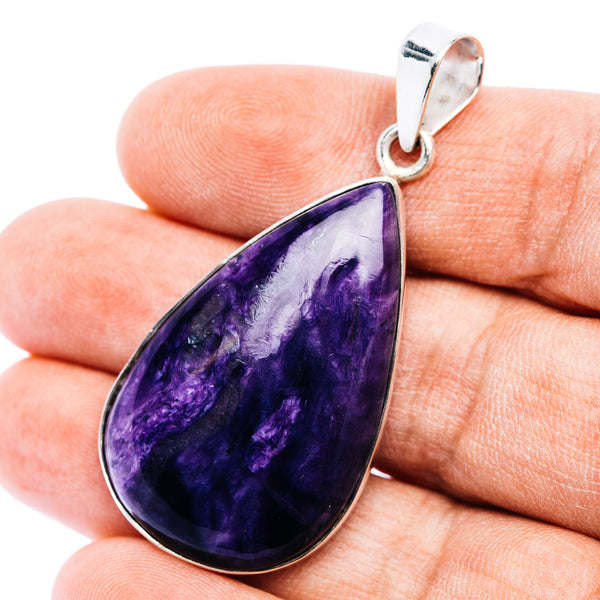 Premium AAA Charoite Pendant 2 1/8" (.925 Sterling Silver)
