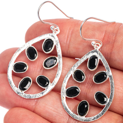 Black Onyx Earrings 1 3/4" (925 Sterling Silver) E1050