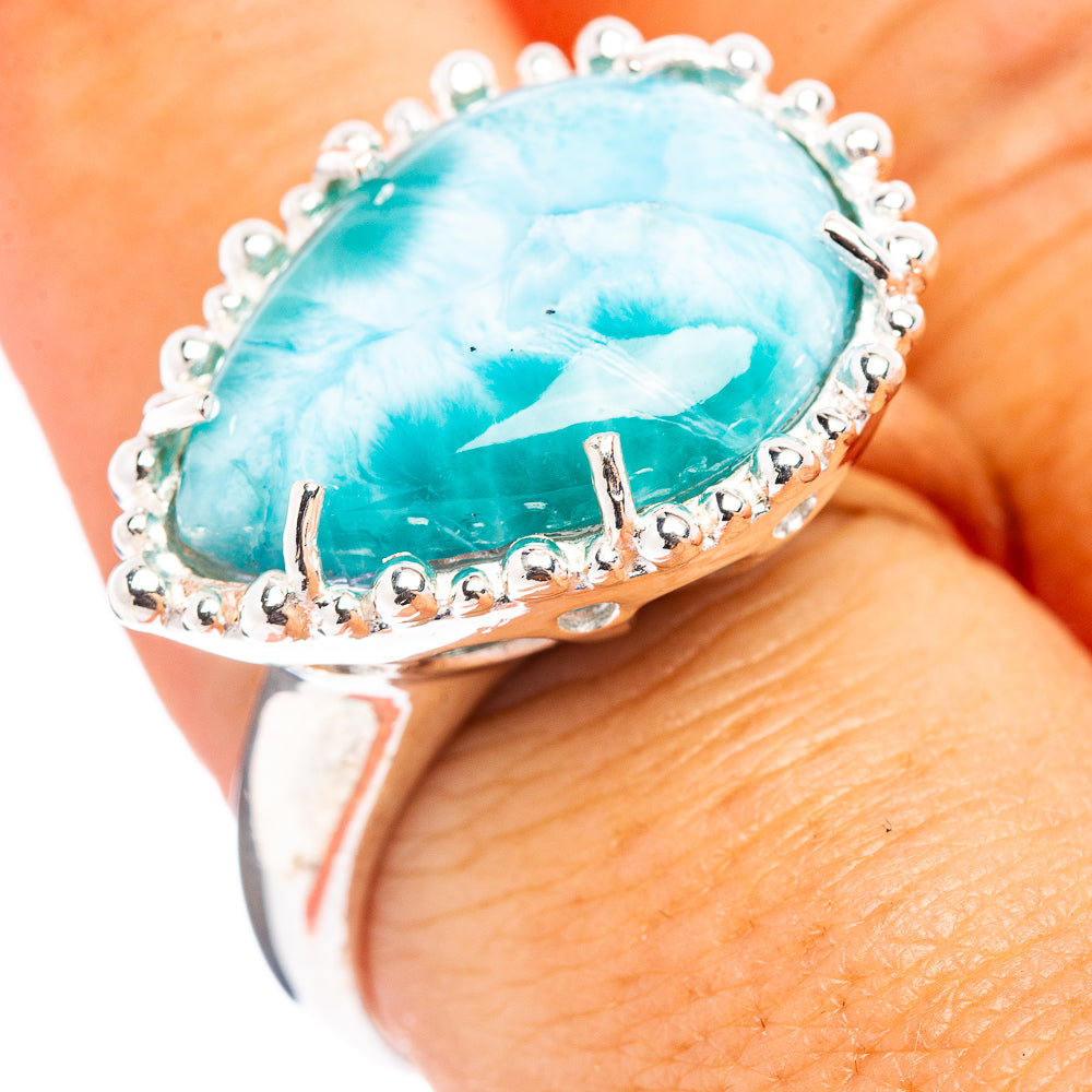 Premium Larimar Ring Size 8 (.925 Sterling Silver)