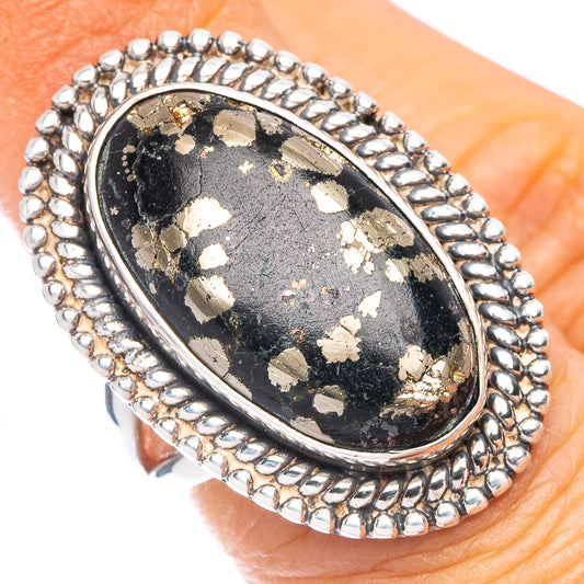 Pyrite in Magnetite Ring Size 5.75 (925 Sterling Silver) R7057