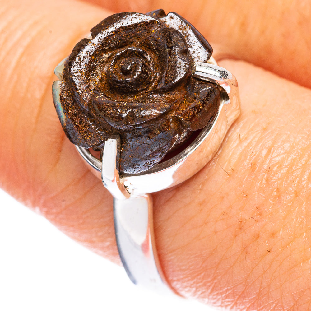 Rare Boulder Opal Rose Ring Size 10 (925 Sterling Silver) R2355