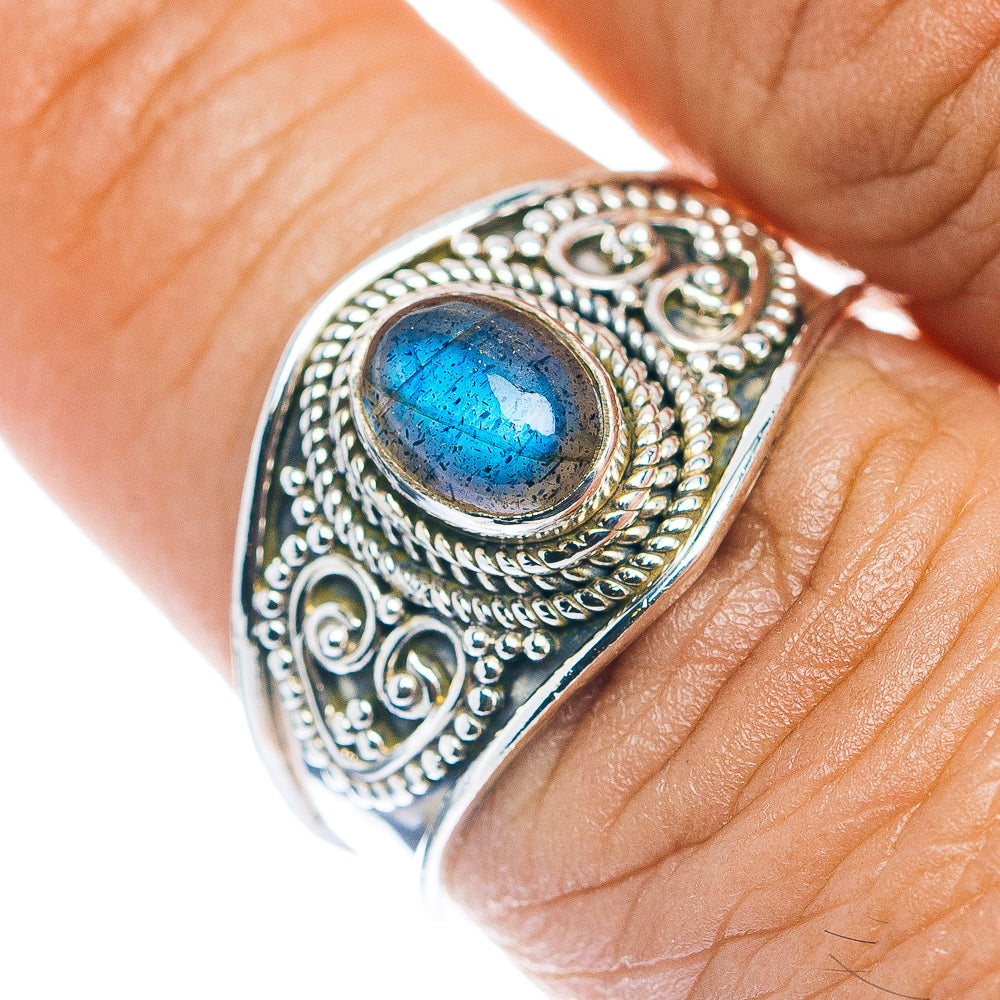 Labradorite Cocktail Ring Size 8 (.925 Sterling Silver)