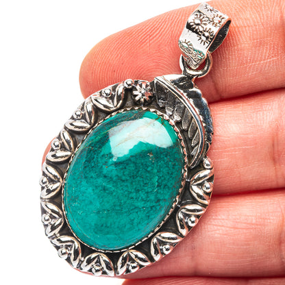 Exclusive Southwestern Style Hubei Turquoise Pendant 2" (.925 Sterling Silver)