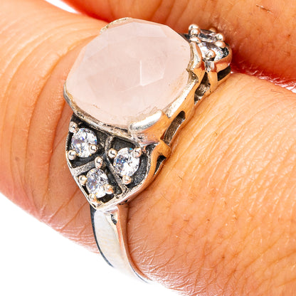 Rose Quartz Ring Size 8.25 (925 Sterling Silver) R4834