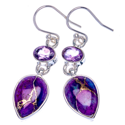 Purple Copper Composite Turquoise, Amethyst Earrings 1 5/8" (925 Sterling Silver) E433048
