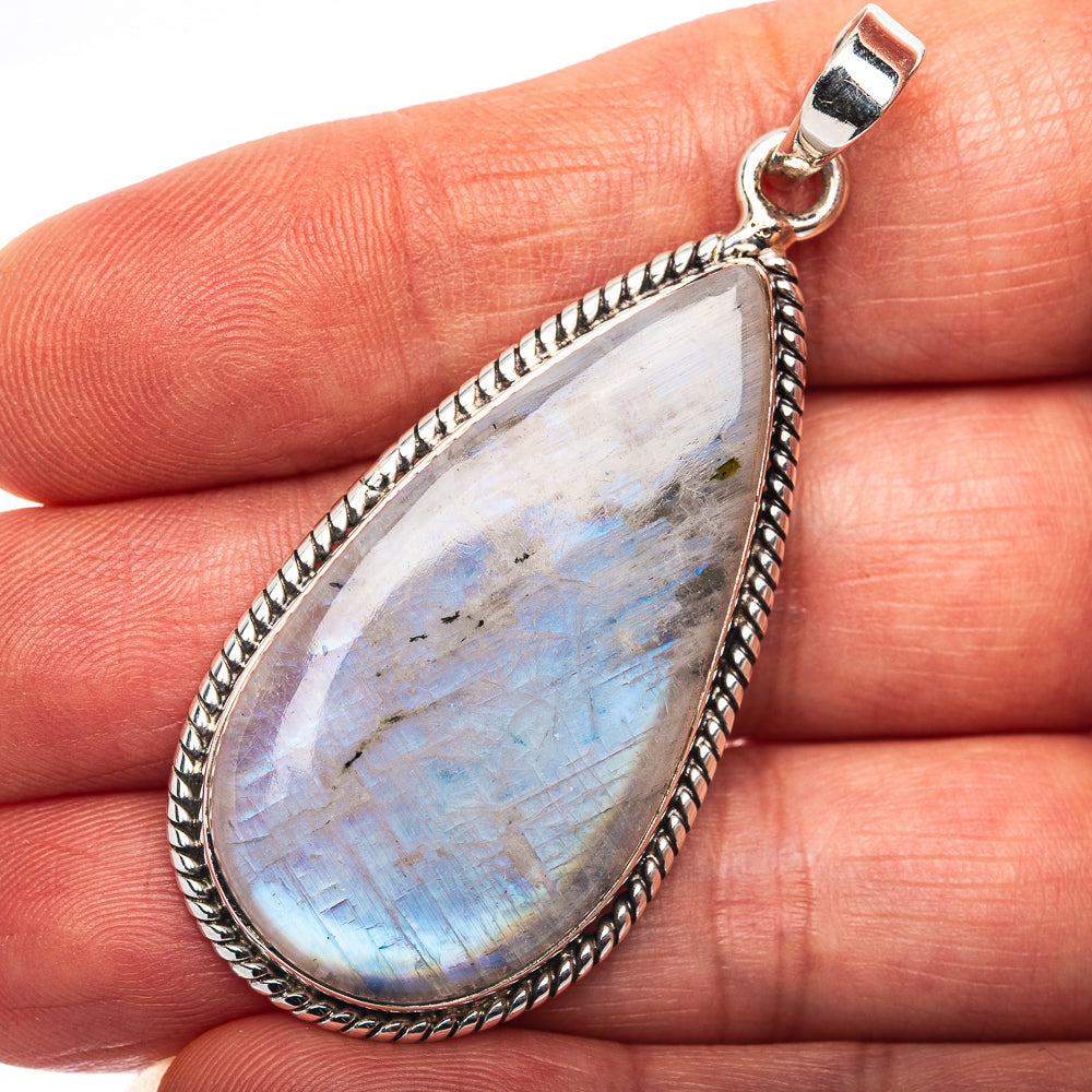 Rainbow Moonstone Pendant 2 1/8" (.925 Sterling Silver)