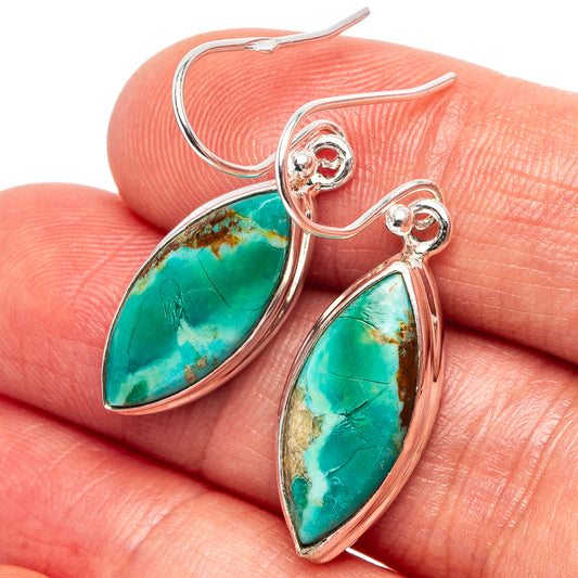 Sterling silver turquoise teardrop earrings with fishhook backs and marbled stone