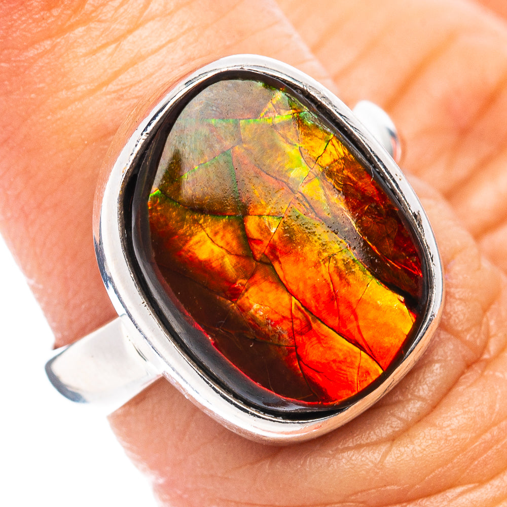 Premium Ammolite Ring Size 6 (.925 Sterling Silver)