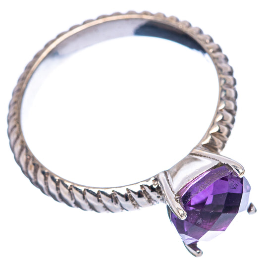 Sterling silver amethyst ring with purple oval gemstone on band, size 8.25