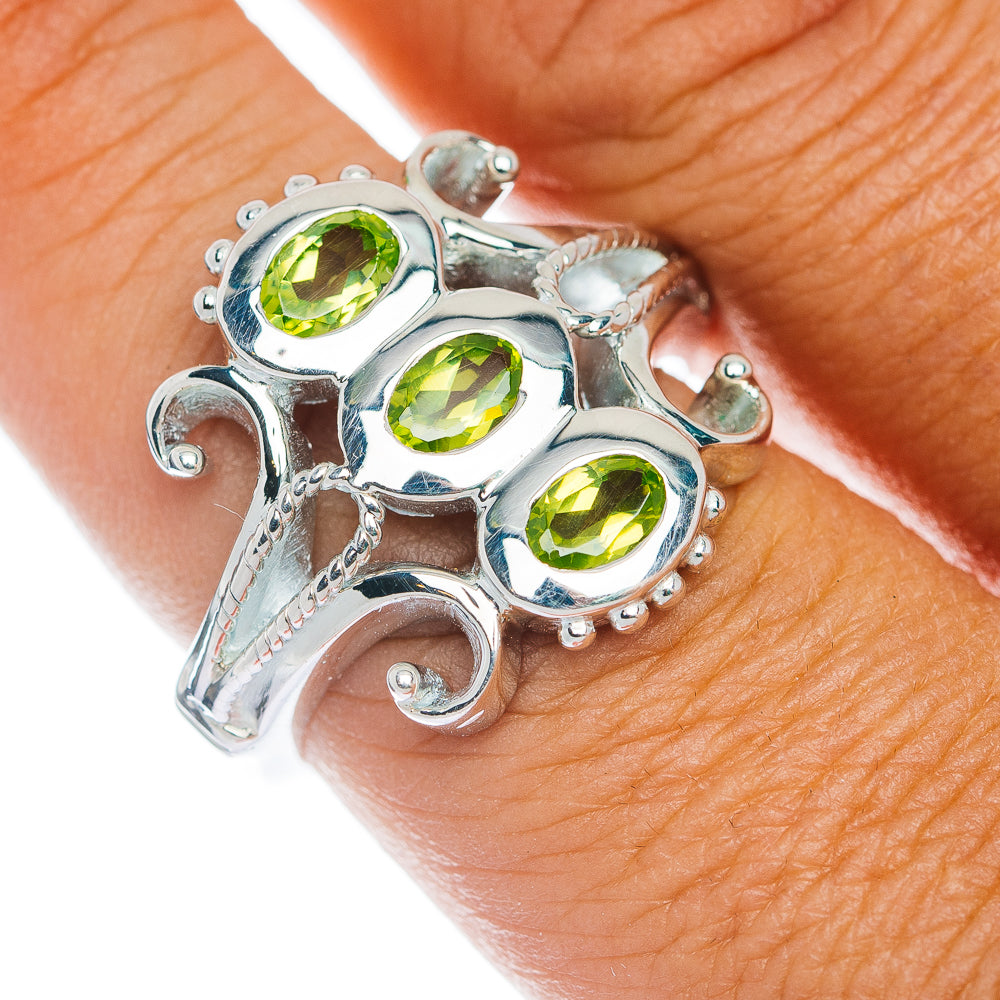 Premium 3-Gemstone Peridot Ring Size 8.75 (.925 Sterling Silver)