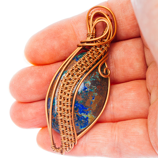 Shattuckite Wire Wrap Pendant 2 1/2" (Copper)