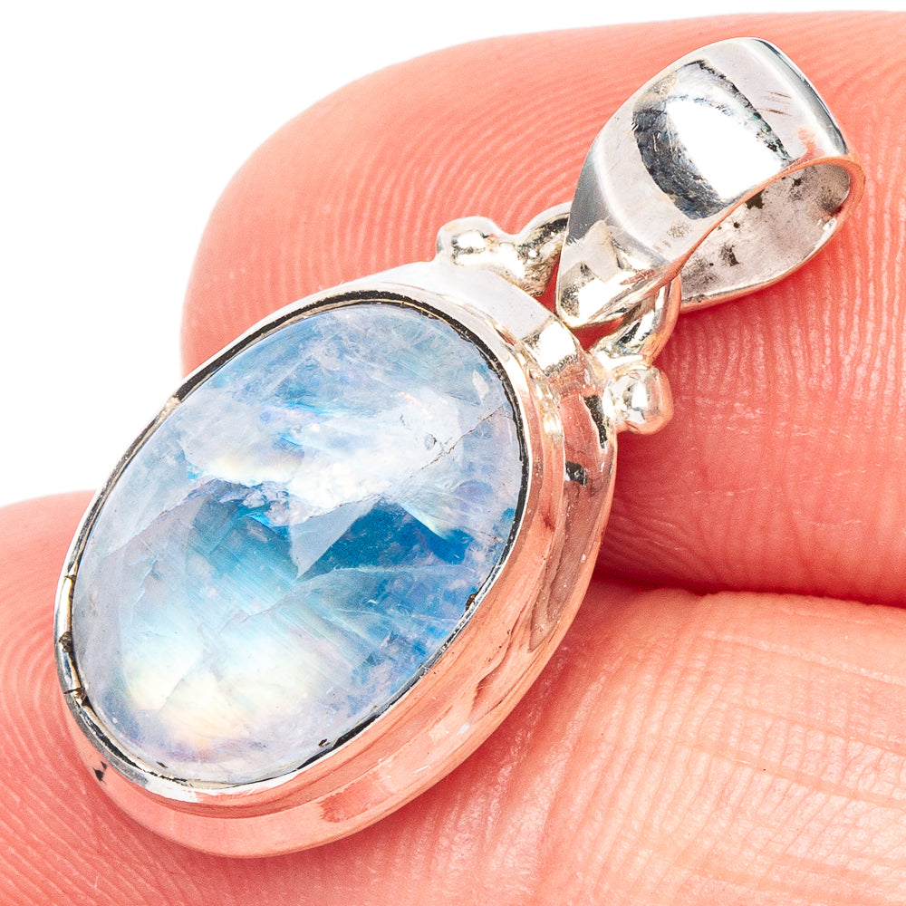 Rainbow Moonstone Pendant 1 1/8" (925 Sterling Silver) P44834