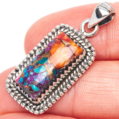 Kingman Pink Dahlia Turquoise 925 Sterling Silver Pendant 1 3/8" (925 Sterling Silver) P41904