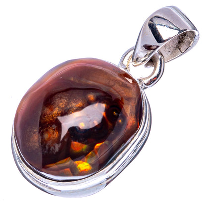 Rare Mexican Fire Agate Pendant 1 1/8" (925 Sterling Silver) P41959