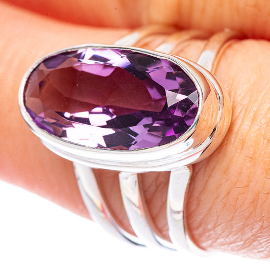 Faceted Amethyst Ring Size 8 (925 Sterling Silver) R1707
