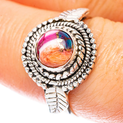 Kingman Pink Dahlia Turquoise Ring Size 7.5 (925 Sterling Silver) R3084