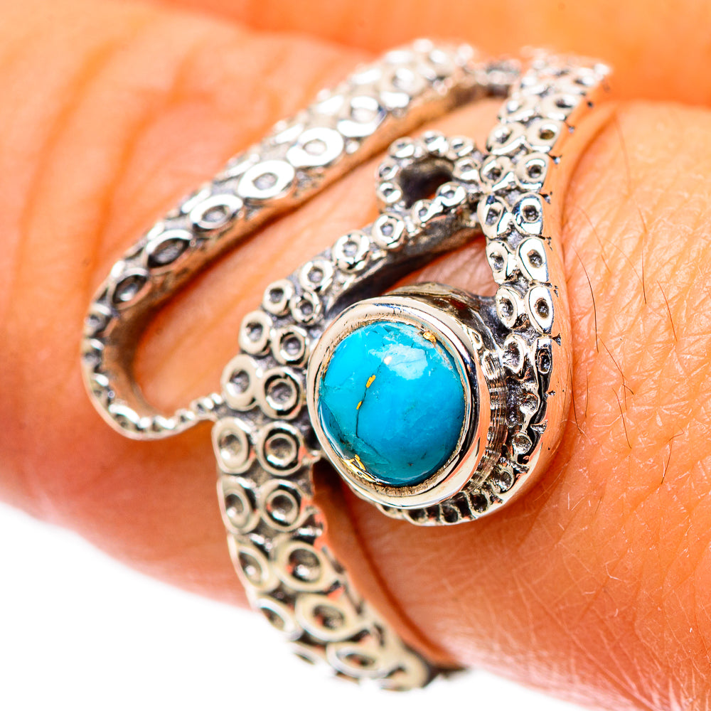 Blue Copper Composite Turquoise Ring Size 8 (925 Sterling Silver) RING138816