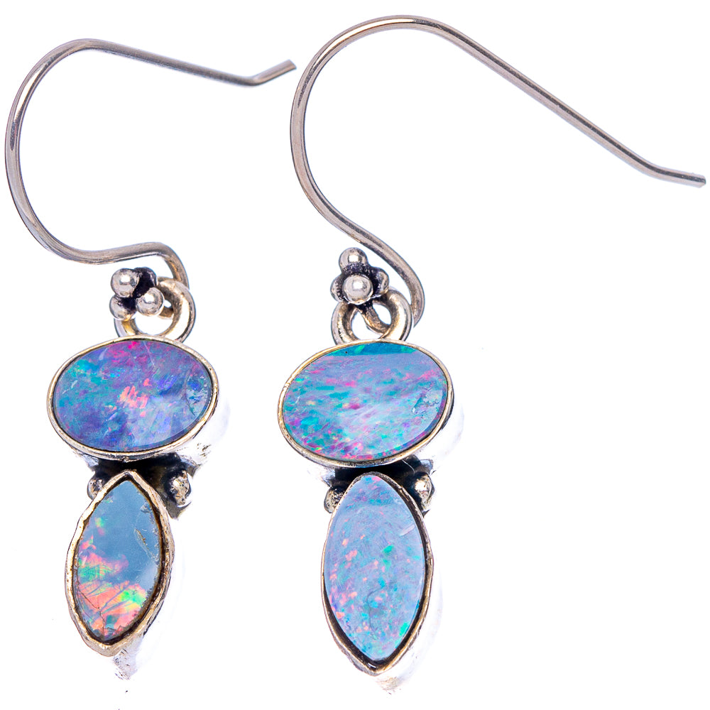 Rare Doublet Opal Earrings 1 3/8" (.925 Sterling Silver)